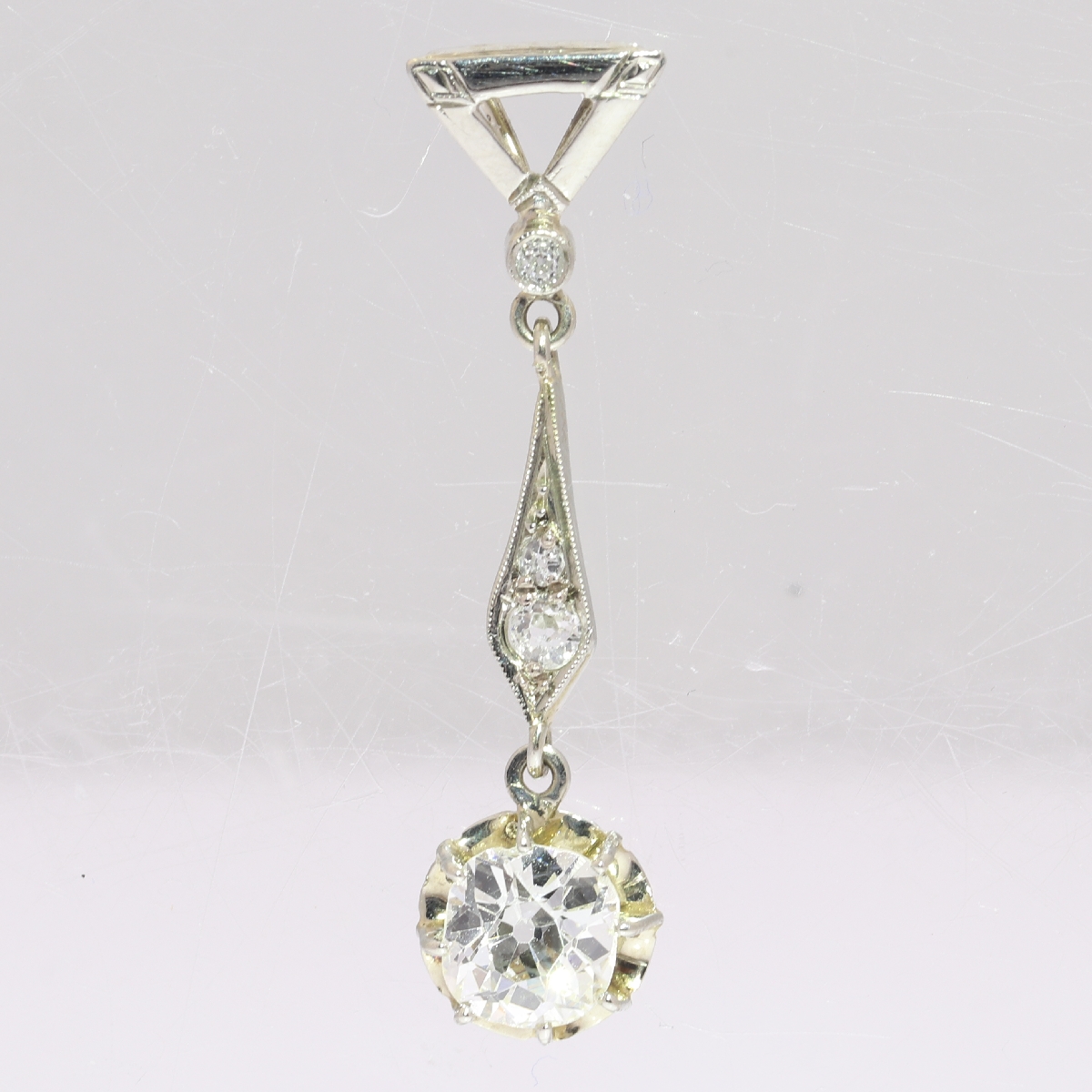 Art Deco pendant with big old mine cut diamond